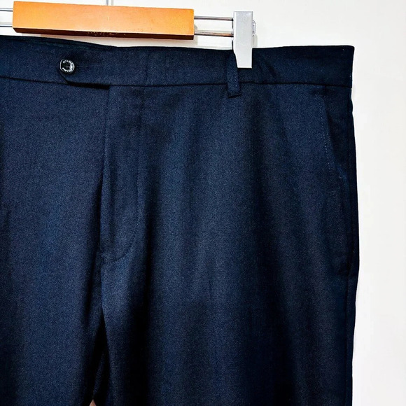 CITADIN Navy Wool Dress Pants | Slim Classic Trousers * - Picture 3 of 6